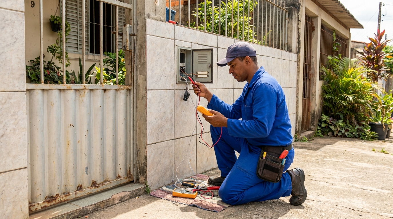 Manutenção elétrica no portão em Natal‑RN